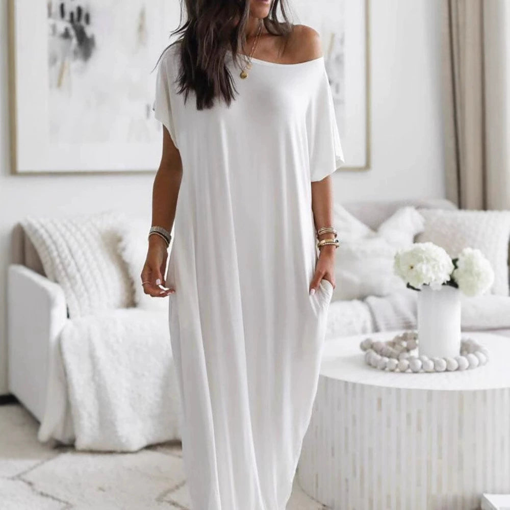 off shoulder casual dress for women Women's Off-Shoulder Ruffle Casual Dress