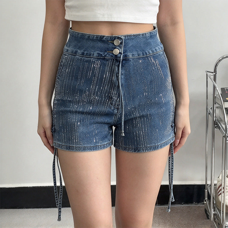 High Waist Hot Drill Jean Shorts