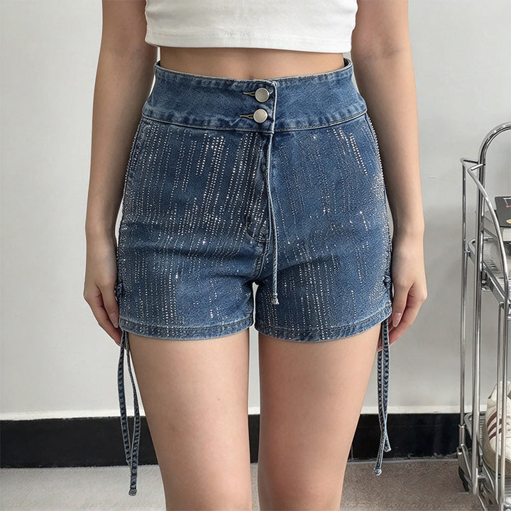 High Waist Hot Drill Jean Shorts