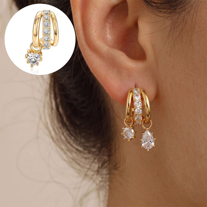 Exquisite multi-layered curved drop earrings
