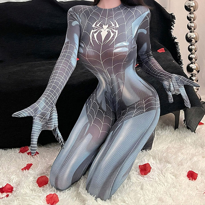 Spiderweb-print bodysuit