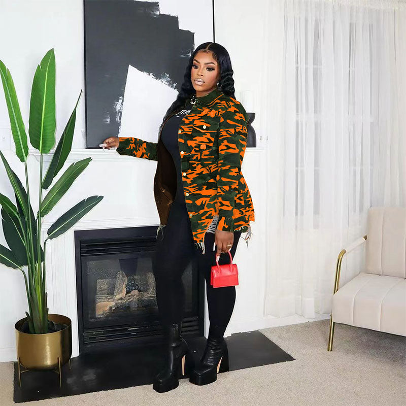 Casual Camouflage Long-Sleeve Shirt Jacket