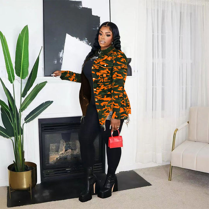Casual Camouflage Long-Sleeve Shirt Jacket