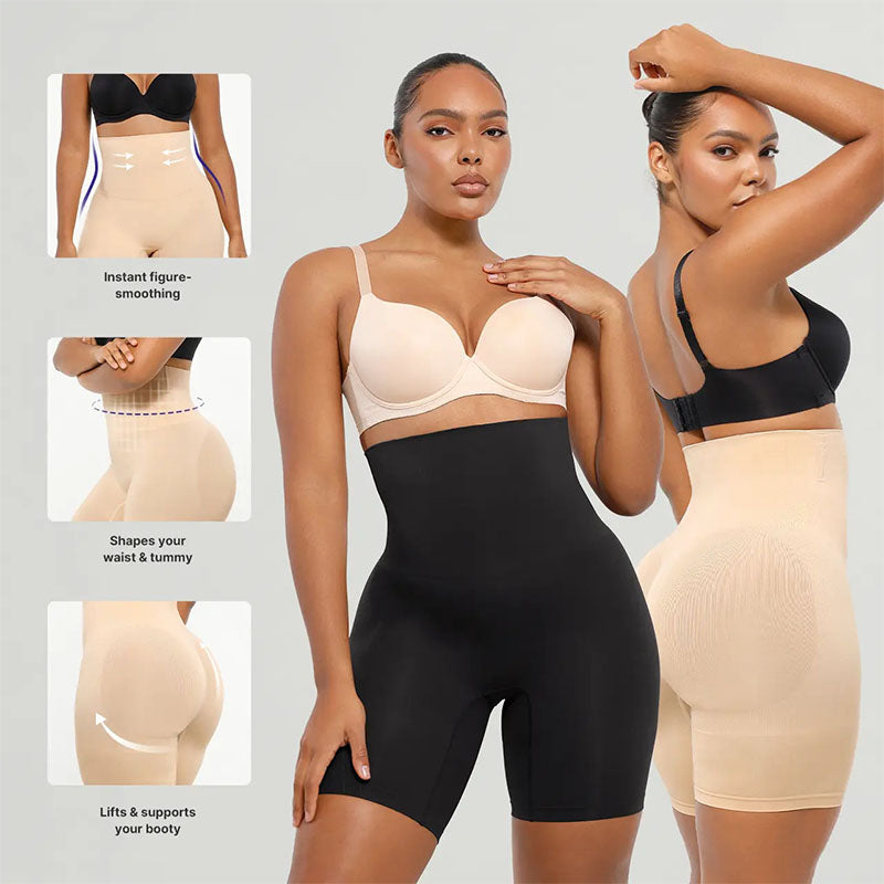 High-waisted tummy-control, butt-lifting shapewear shorts