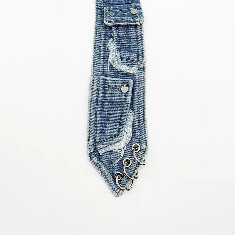 Retro-punk denim tie accessory