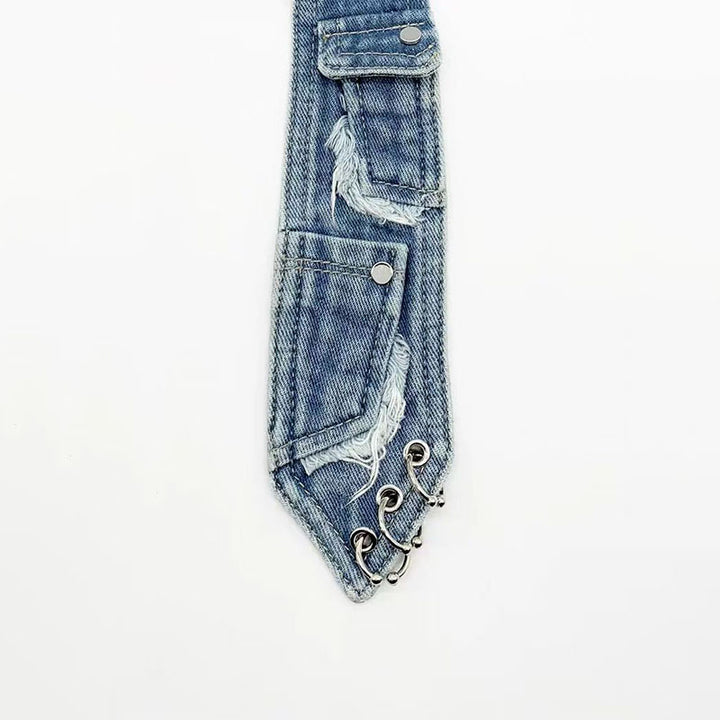 Retro-punk denim tie accessory