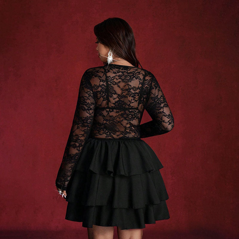 Sheer lace layered dress