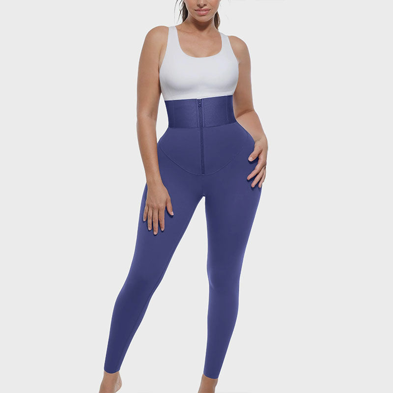 Zipper-waist shaping leggings