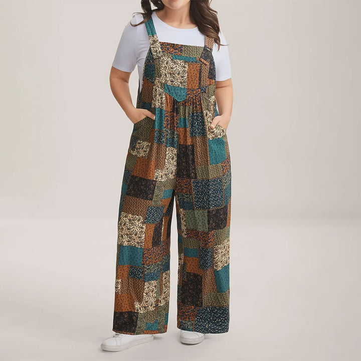 Vintage-style patchwork overalls