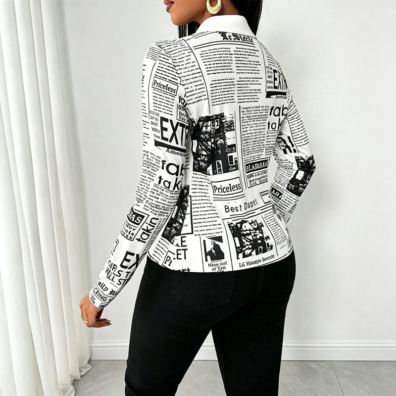 Street style collared button-down long-sleeved shirt