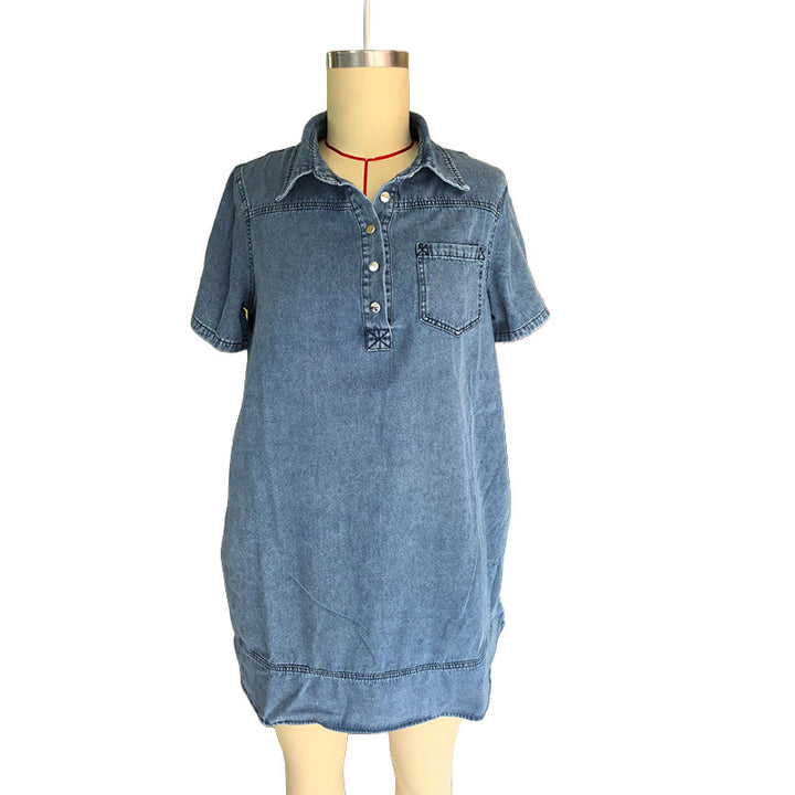 Casual denim short-sleeve dress