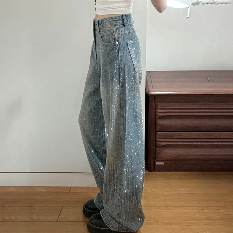 Vintage Wash Sparkle Denim Pants