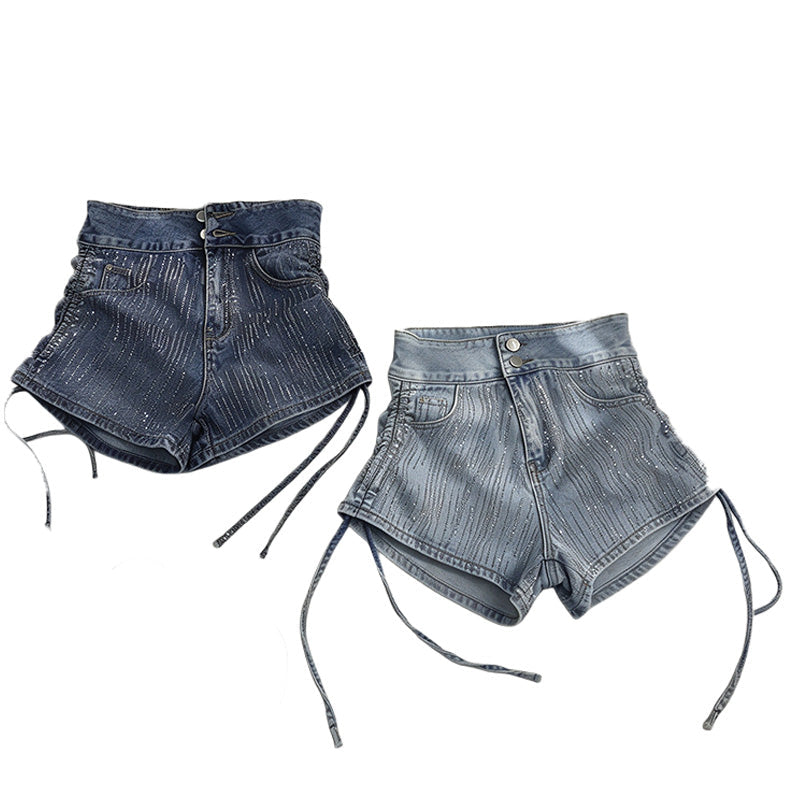 High Waist Hot Drill Jean Shorts