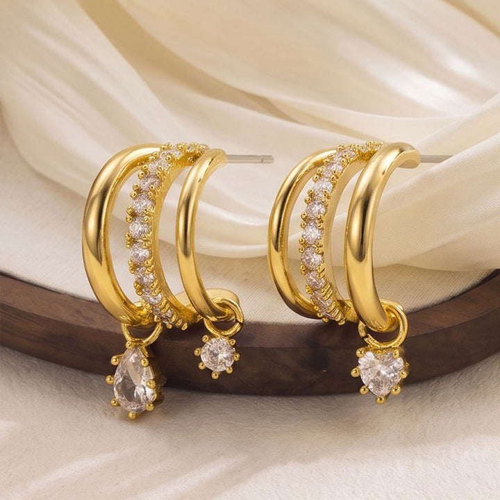 Exquisite multi-layered curved drop earrings