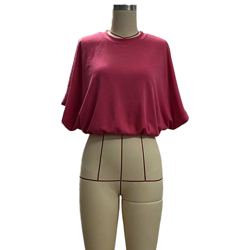 Casual loose-fit crew-neck short-sleeve top