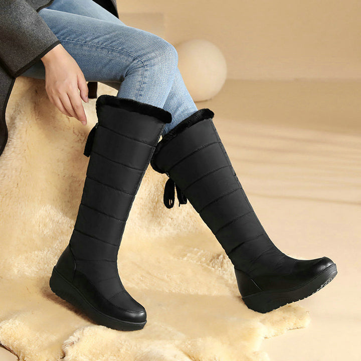 Thick-soled, warm, over-the-knee snow boots