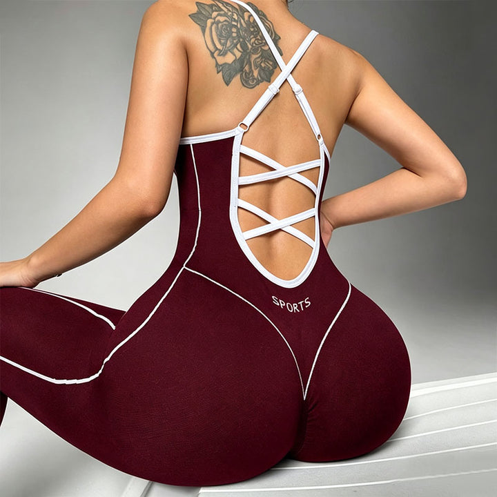 Crossback sleeveless sports bodysuit