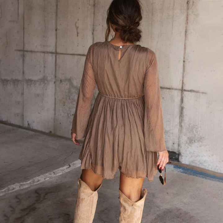 Deep V-neck tiered ruffle dress