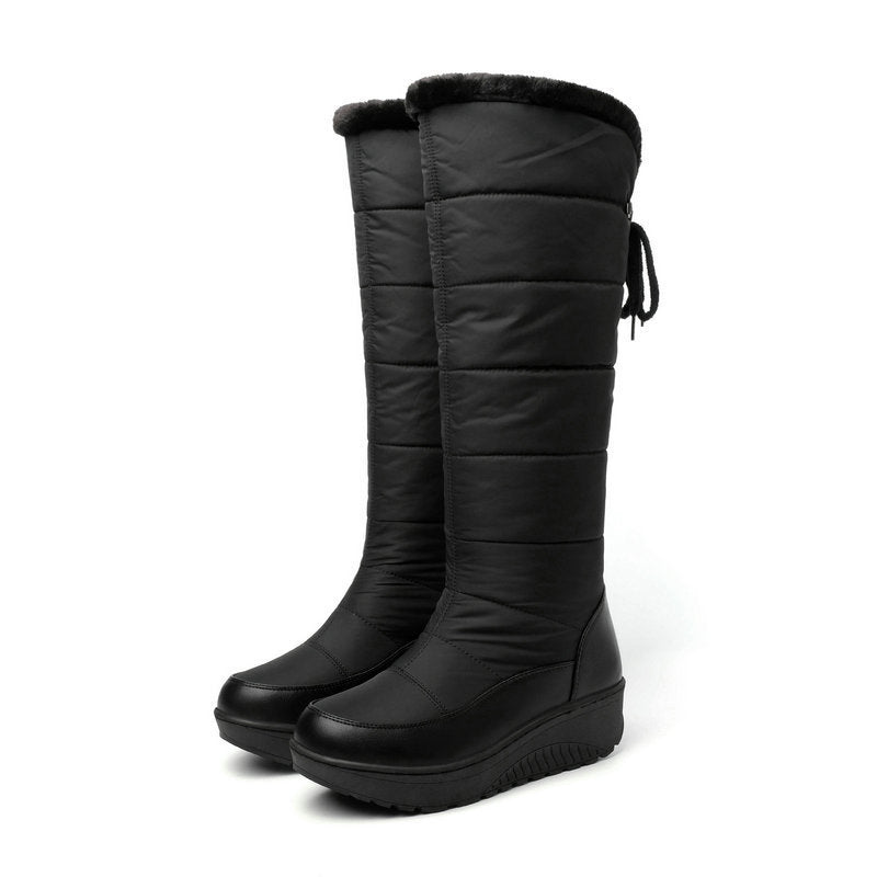 Thick-soled, warm, over-the-knee snow boots