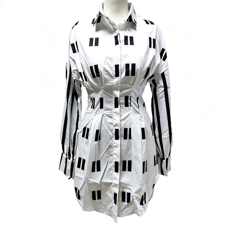 Waist-cinching collared shirt dress