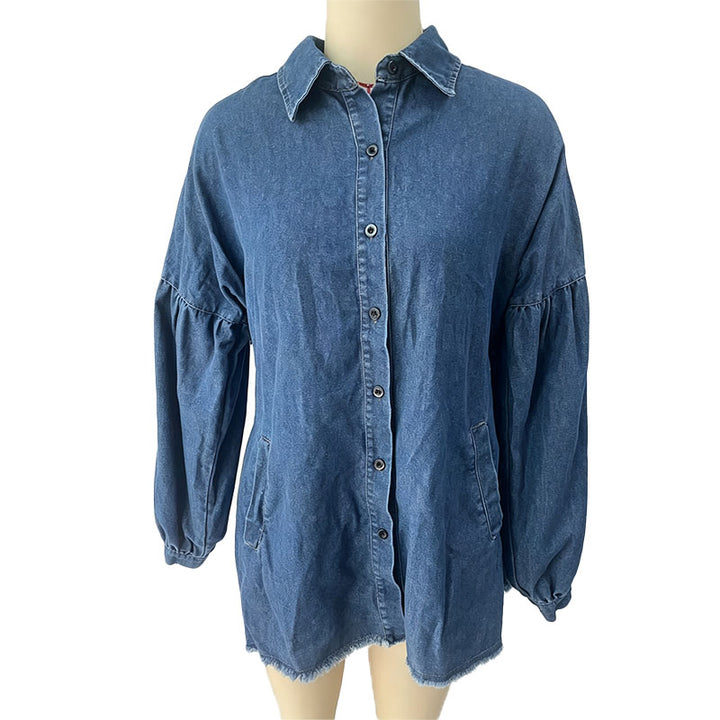 Collared button-front denim dress