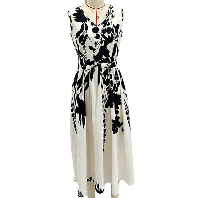 V-neck sleeveless floral dress