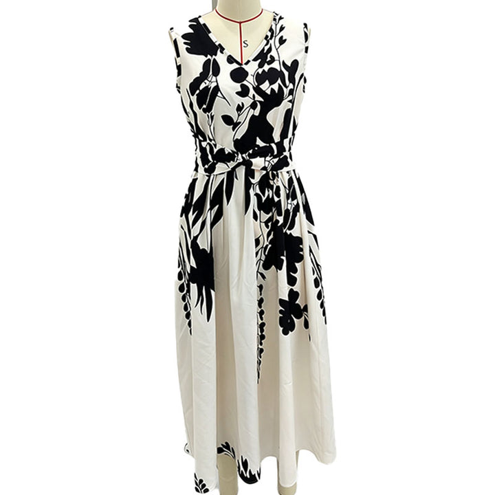 V-neck sleeveless floral dress