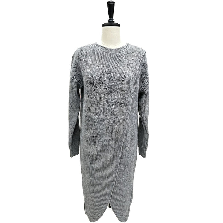 Asymmetrical cross knit dress