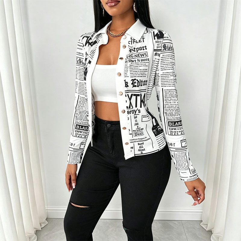 Street style collared button-down long-sleeved shirt