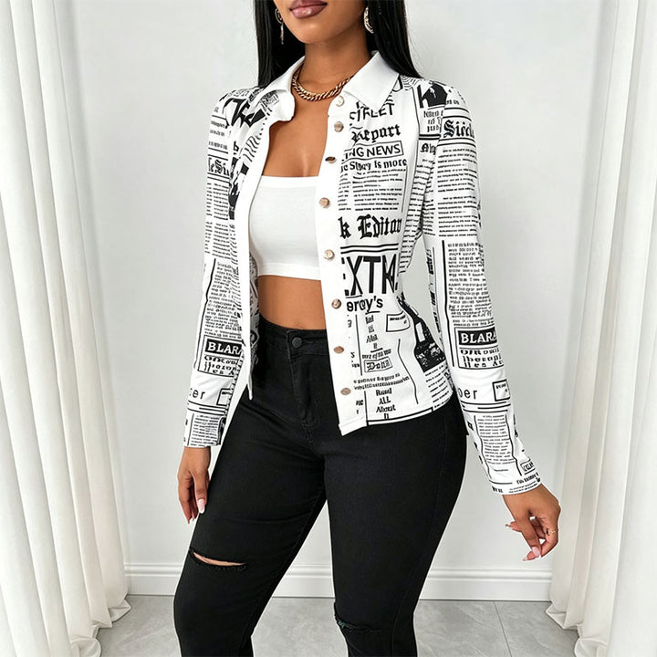 Street style collared button-down long-sleeved shirt