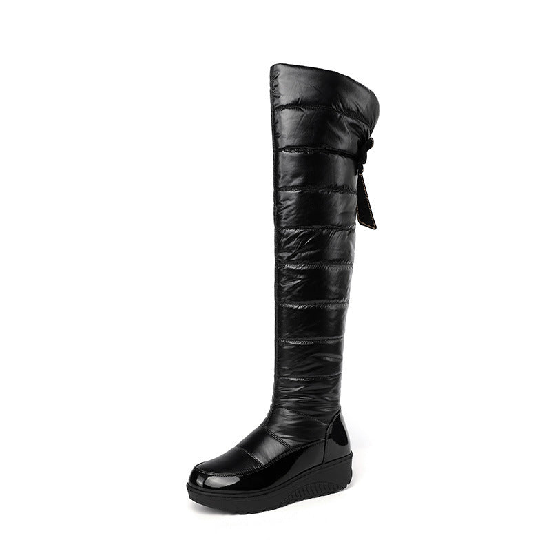 Side-zip thickened high-shaft snow boots