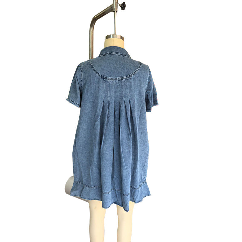 Casual denim short-sleeve dress