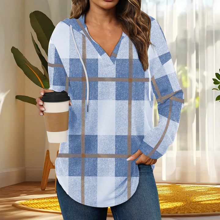 Casual Plaid Long-Sleeve Hoodie