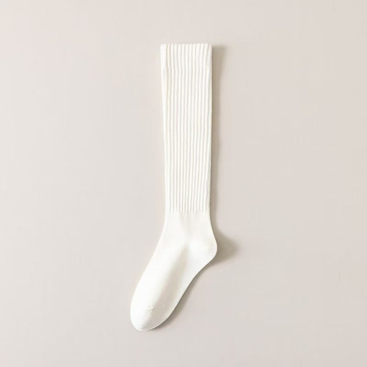 Preppy JK style ribbed loose over-the-knee socks