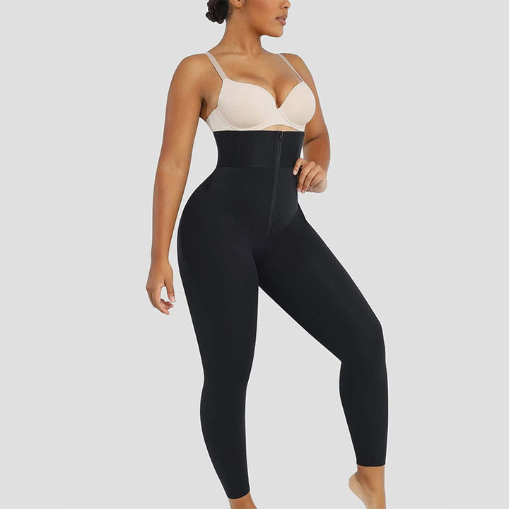Zipper-waist shaping leggings