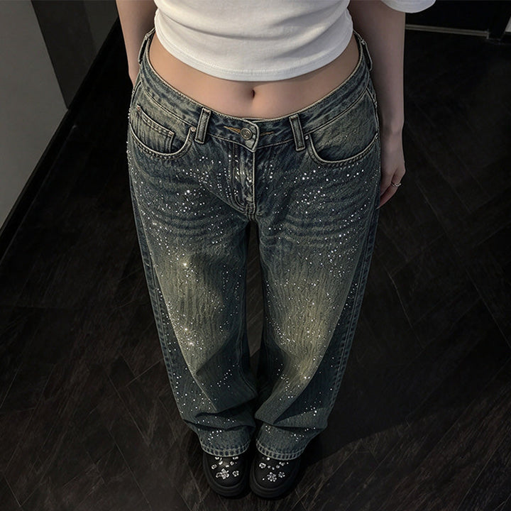 Vintage Wash Sparkle Denim Pants