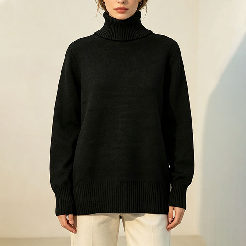 Fleece-lined high-neck knit top