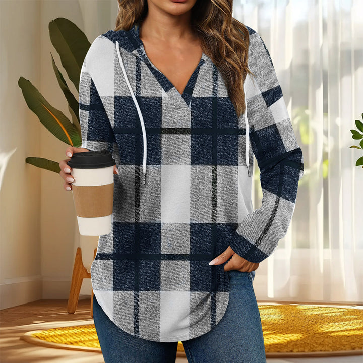 Casual Plaid Long-Sleeve Hoodie