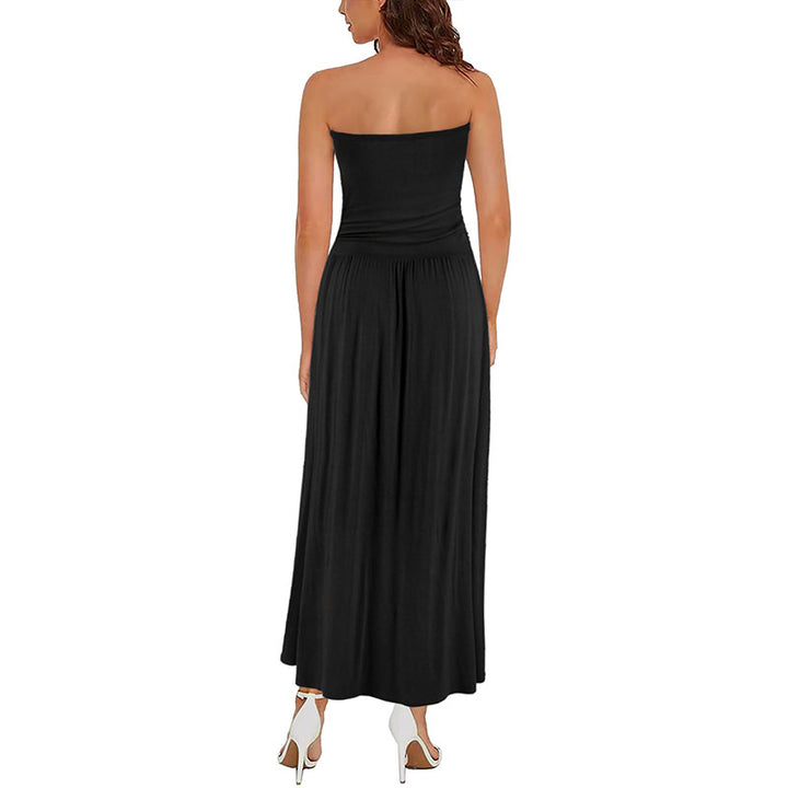 Pleated off-shoulder sleeveless dress