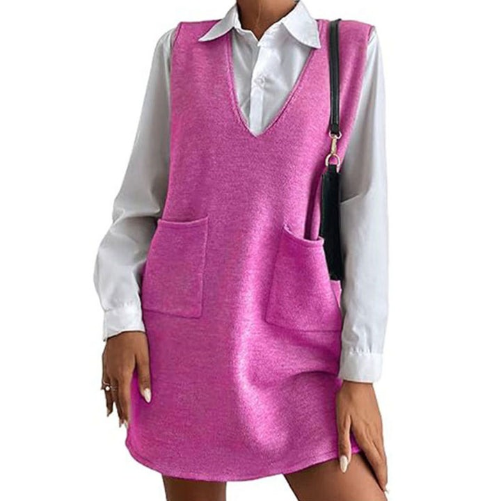 Loose V-neck pinafore dress