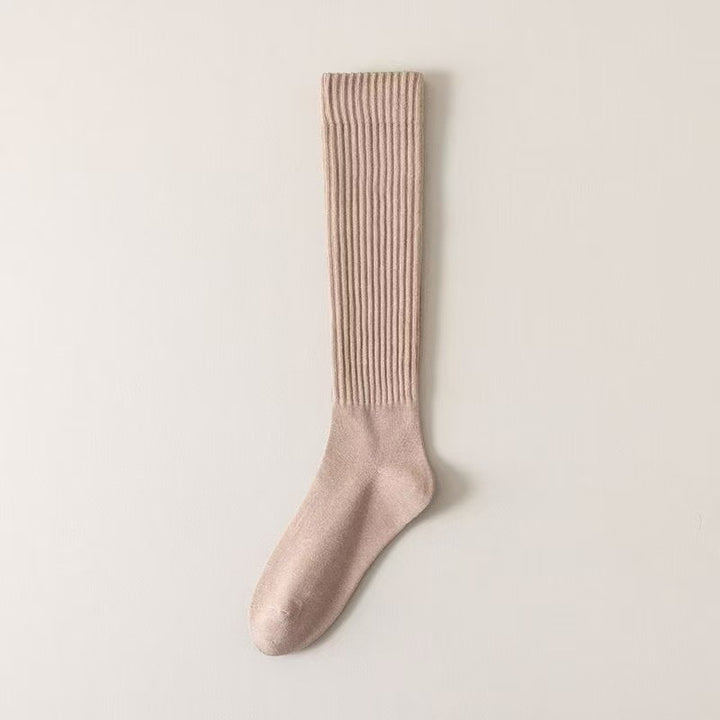 Preppy JK style ribbed loose over-the-knee socks