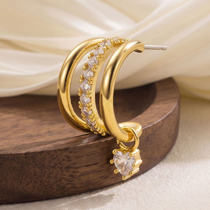 Exquisite multi-layered curved drop earrings