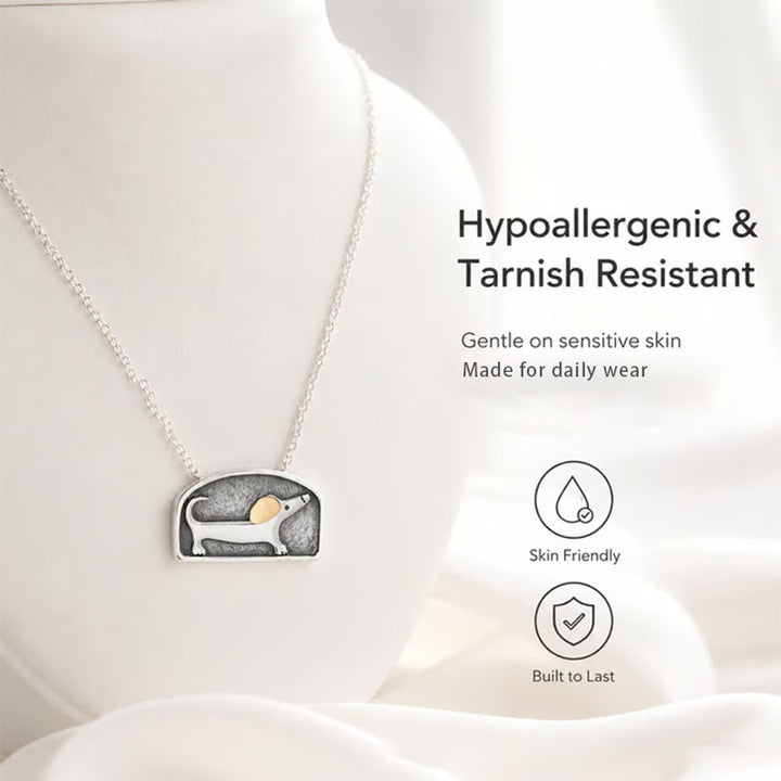 Fun and interactive dachshund pendant necklace