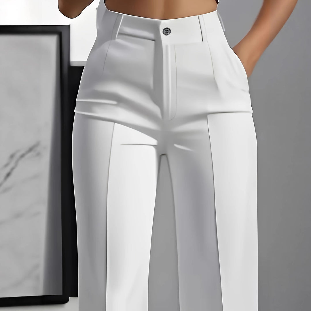 High-waisted straight-leg tailored trousers