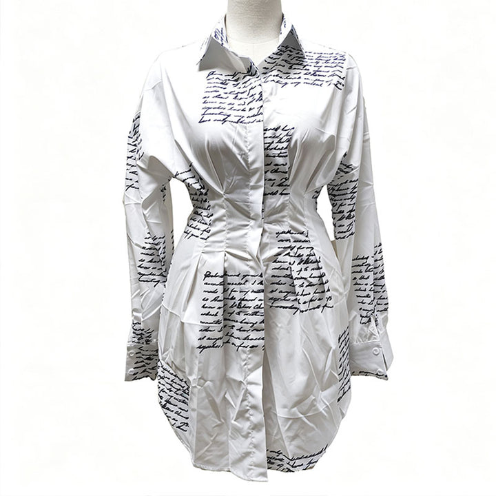 Waist-cinching collared shirt dress