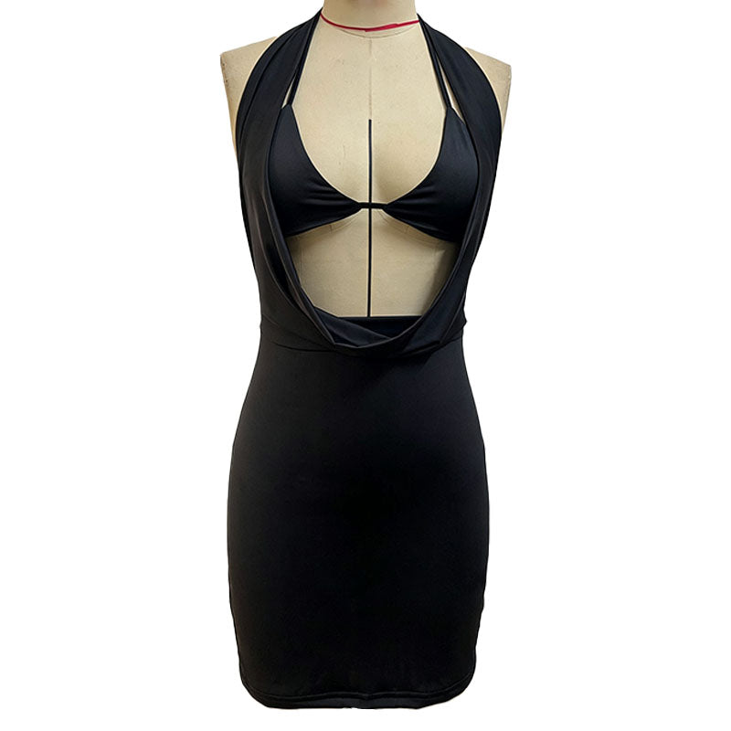 Draped V-neck cut-out fitted dress