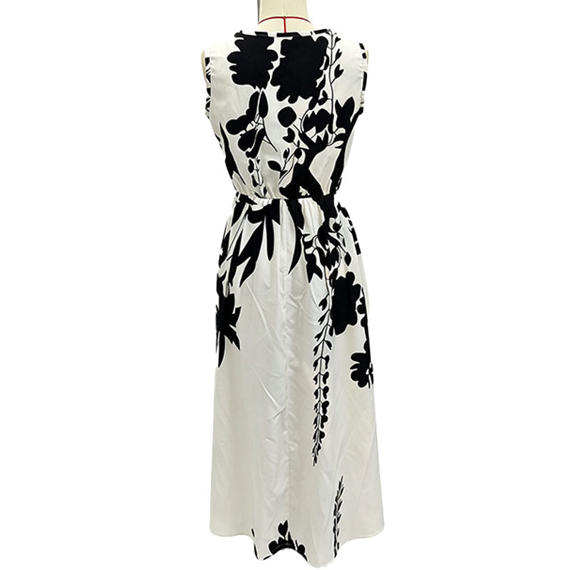 V-neck sleeveless floral dress