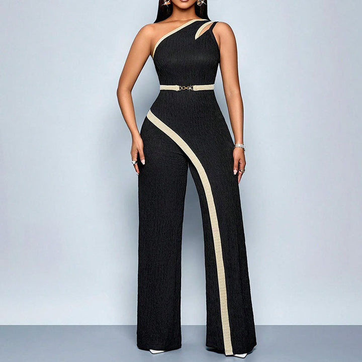 One-shoulder cut-out wide-leg jumpsuit