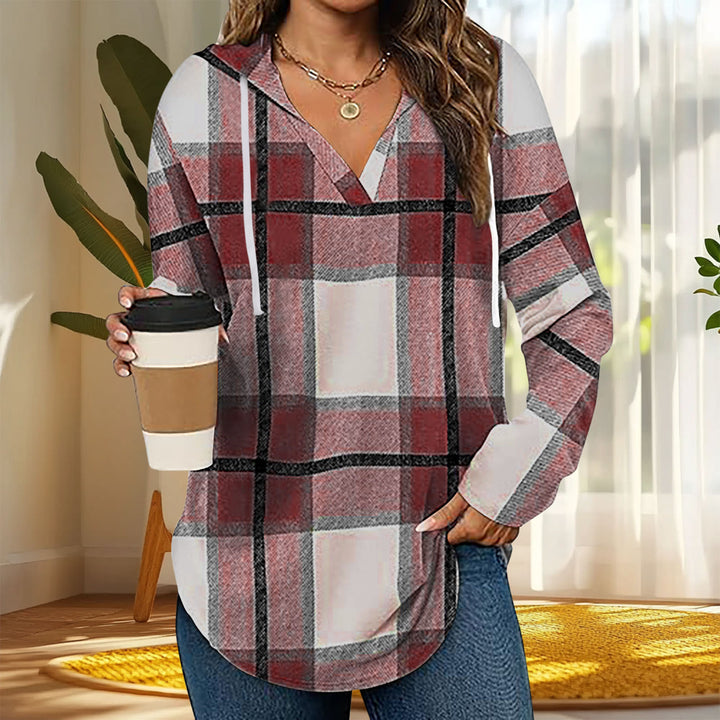 Casual Plaid Long-Sleeve Hoodie
