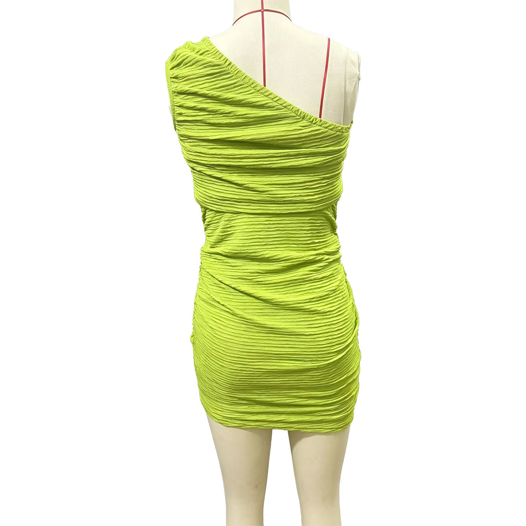One-shoulder rope-embellished fitted dress